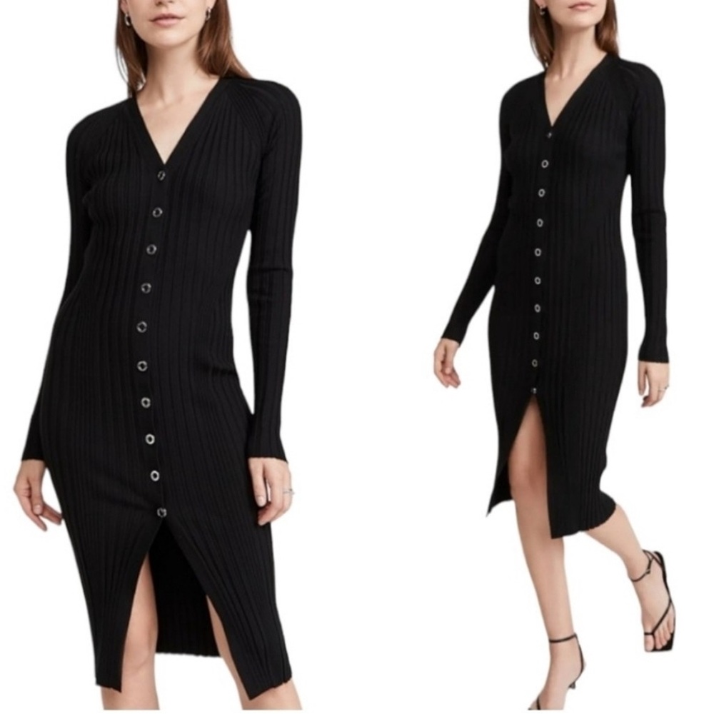 DION LEE Ribbed cardigan Long Sleeve Dress